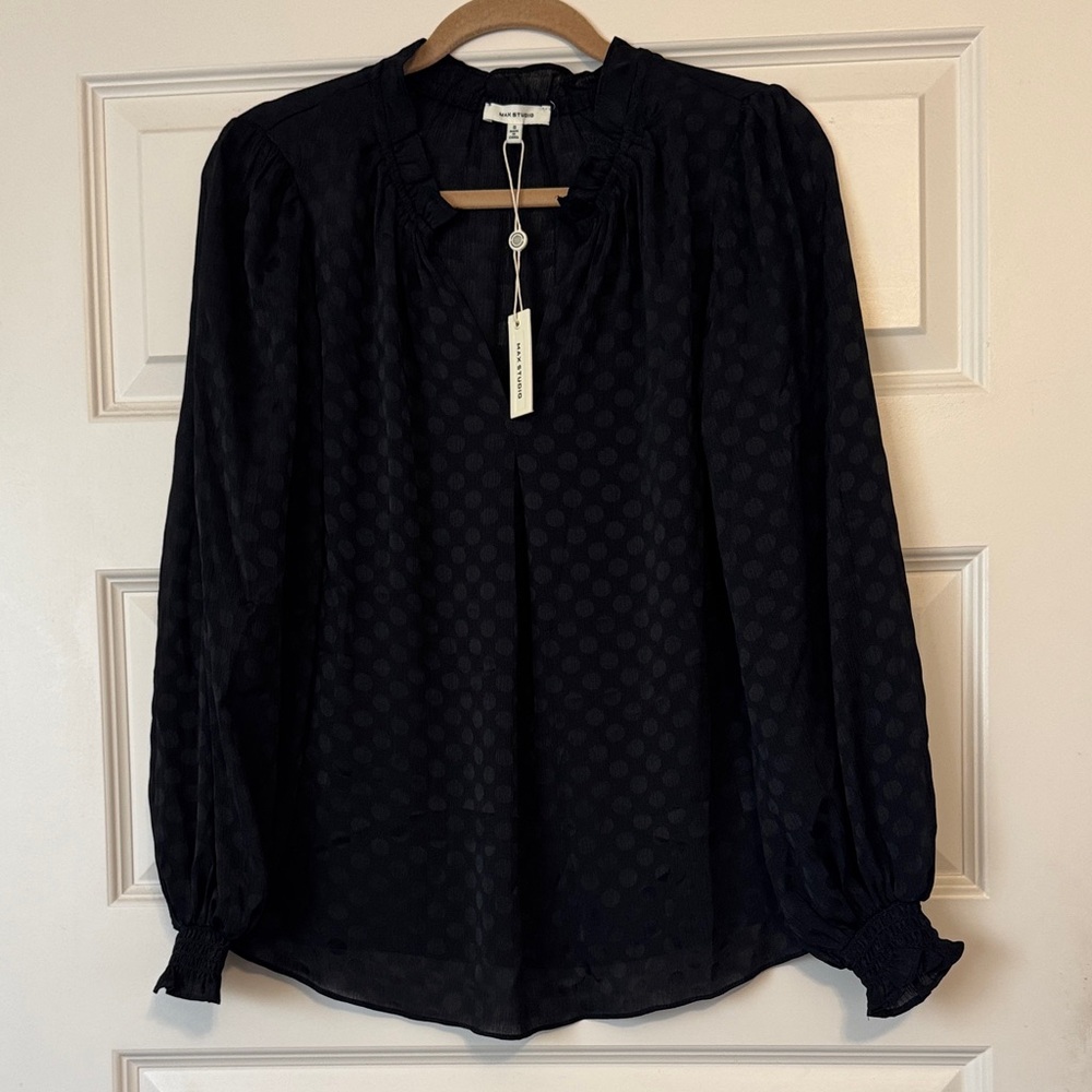 Max Studio Black Polka Dot Blouse